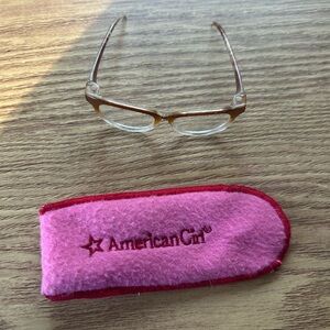 American Girl Doll Brown Ombré Plaid Glasses and Case